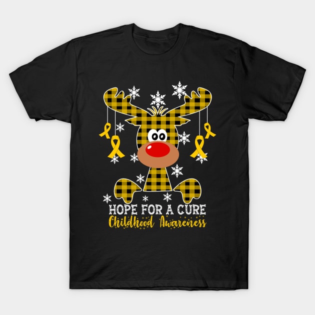 Reindeer Hope For A Cure Childhood  Awareness Christmas T-Shirt by HomerNewbergereq